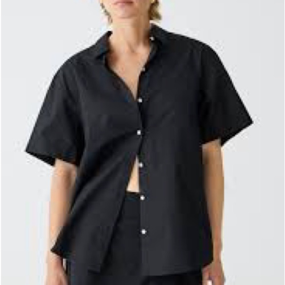J.Crew Poplin Short-Sleeve Button-Up Shirt and Matching Wrap Skirt